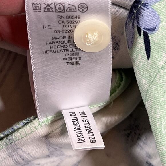 Tommy Bahama Camp Shirt Shirt Men Large Green‎ Blue Goa Gardens Tropical Silk - Picture 9 of 9